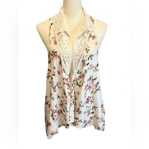 Mustard Seed women’s size Large flowy floral summer racerback kimono top
